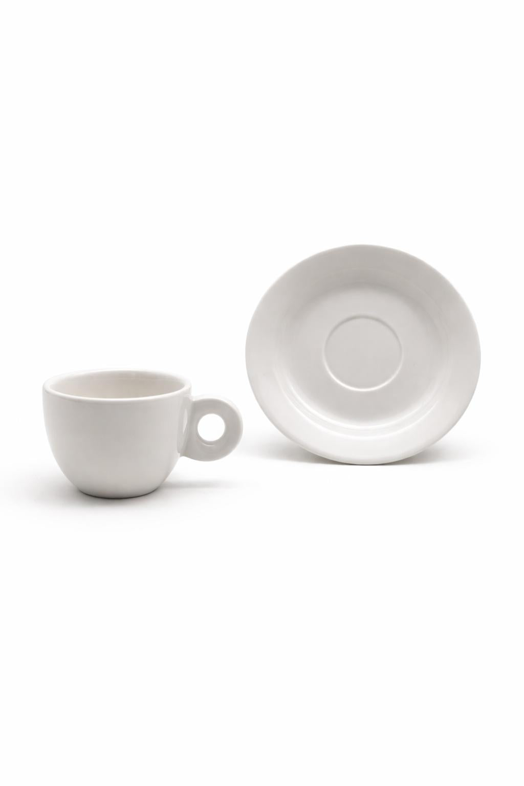 Set 6 Tazze Caffè 90 ml con 6 Piattini in Porcellana Bianca – Linea Circle Elegance