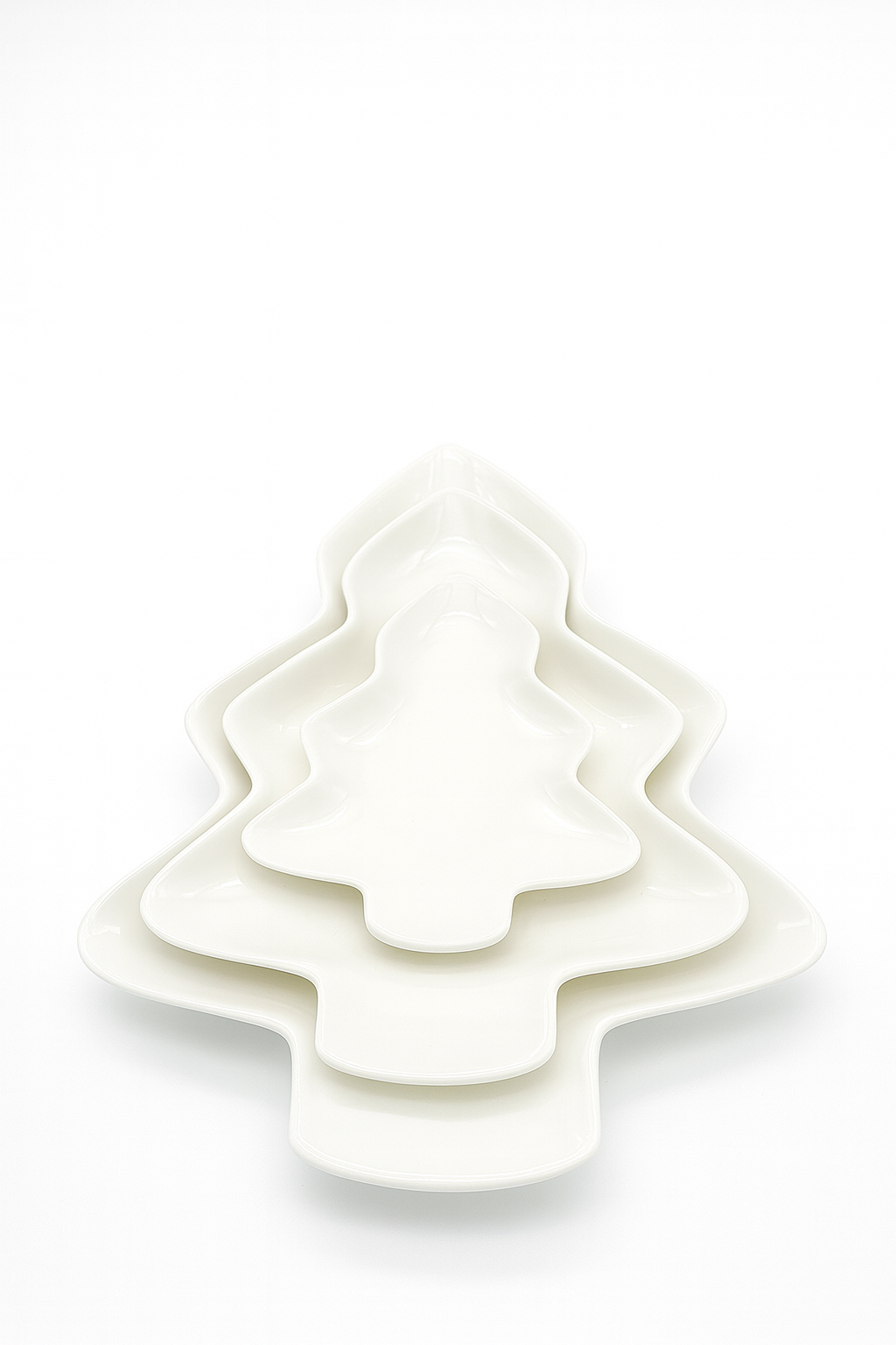 Set 3 Piatti Natalizi a Forma di Albero di Natale – Porcellana – Misure 29×24x3 / 23×19,5x2,5 / 15×12,5x1,5 cm