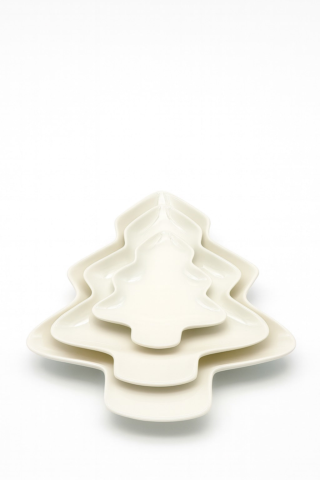 Set 3 Piatti Natalizi a Forma di Albero di Natale – Porcellana – Misure 29×24x3 / 23×19,5x2,5 / 15×12,5x1,5 cm