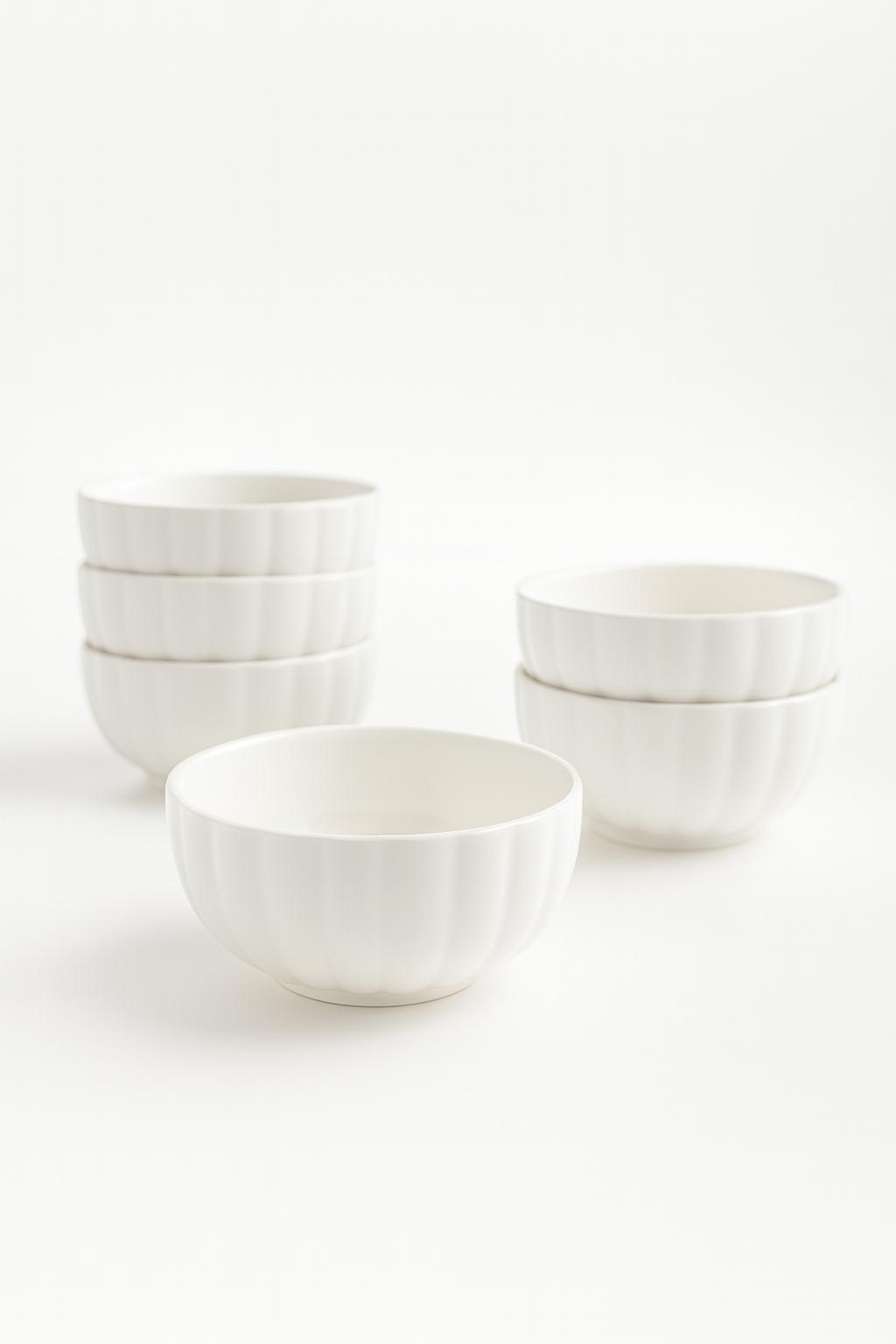 Set 6 Ciotole in Porcellana Bianca Ø 11 cm - 300 ml