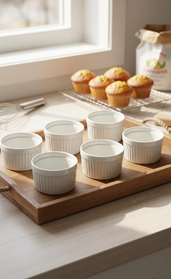Set 6 Pirottini da Forno in Porcellana Bianca (Ramekin) 9 cm x 5 cm - 170 ml
