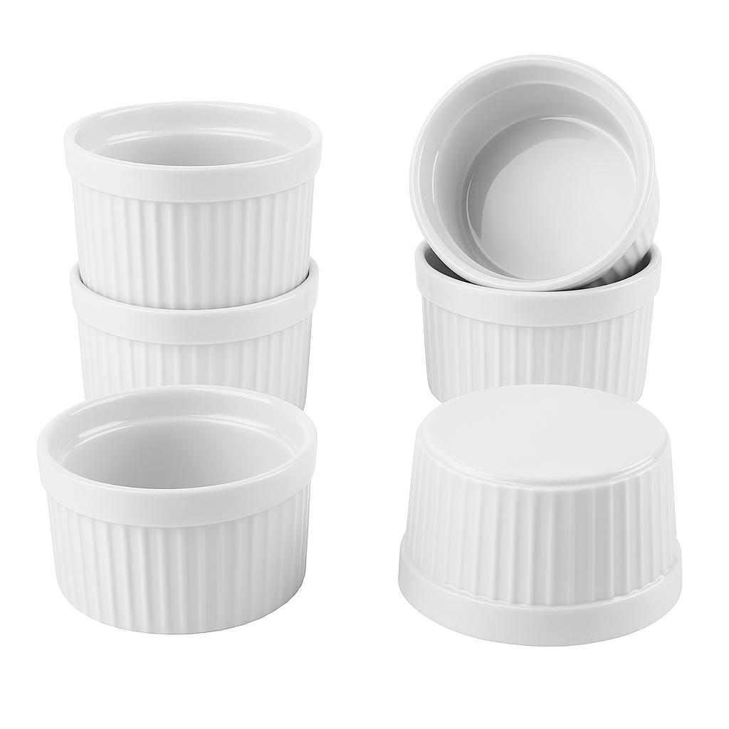 Set 6 Pirottini da Forno in Porcellana Bianca (Ramekin) 9 cm x 5 cm - 170 ml