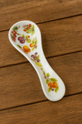 Poggia Cucchiaio in Porcellana Decorato Frutta – 25,5×9 cm