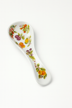 Poggia Cucchiaio in Porcellana Decorato Frutta – 25,5×9 cm