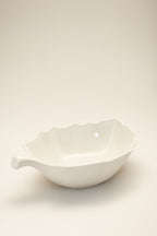 Set 2 Piatti da Portata / Insalatiera in Porcellana a Forma di Foglia – 30×21x9 cm / 24×16x7 cm