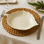 Piatto da Portata / Insalatiera in Porcellana a Forma di Foglia – 30×21x9 cm