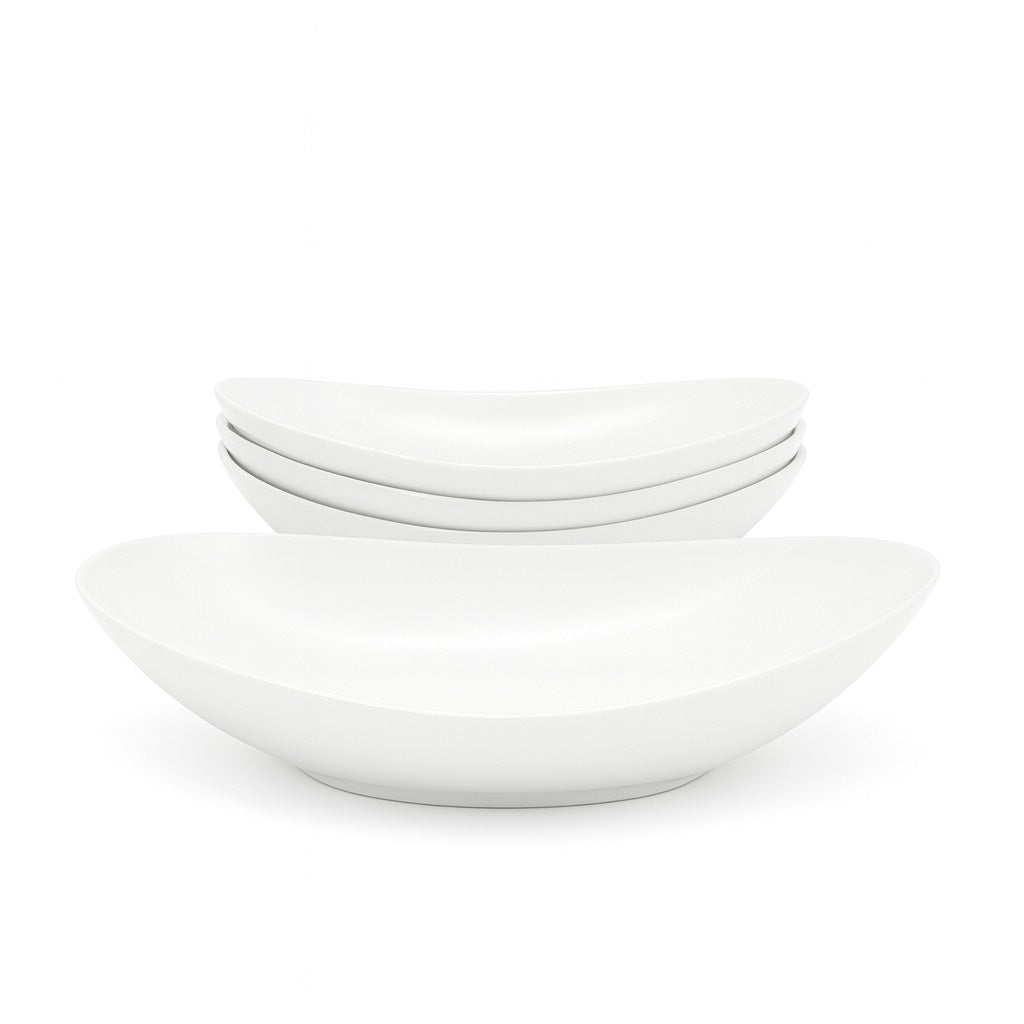 Set 4 Piatti a Gondola in Porcellana Bianca – 26×19x5 cm