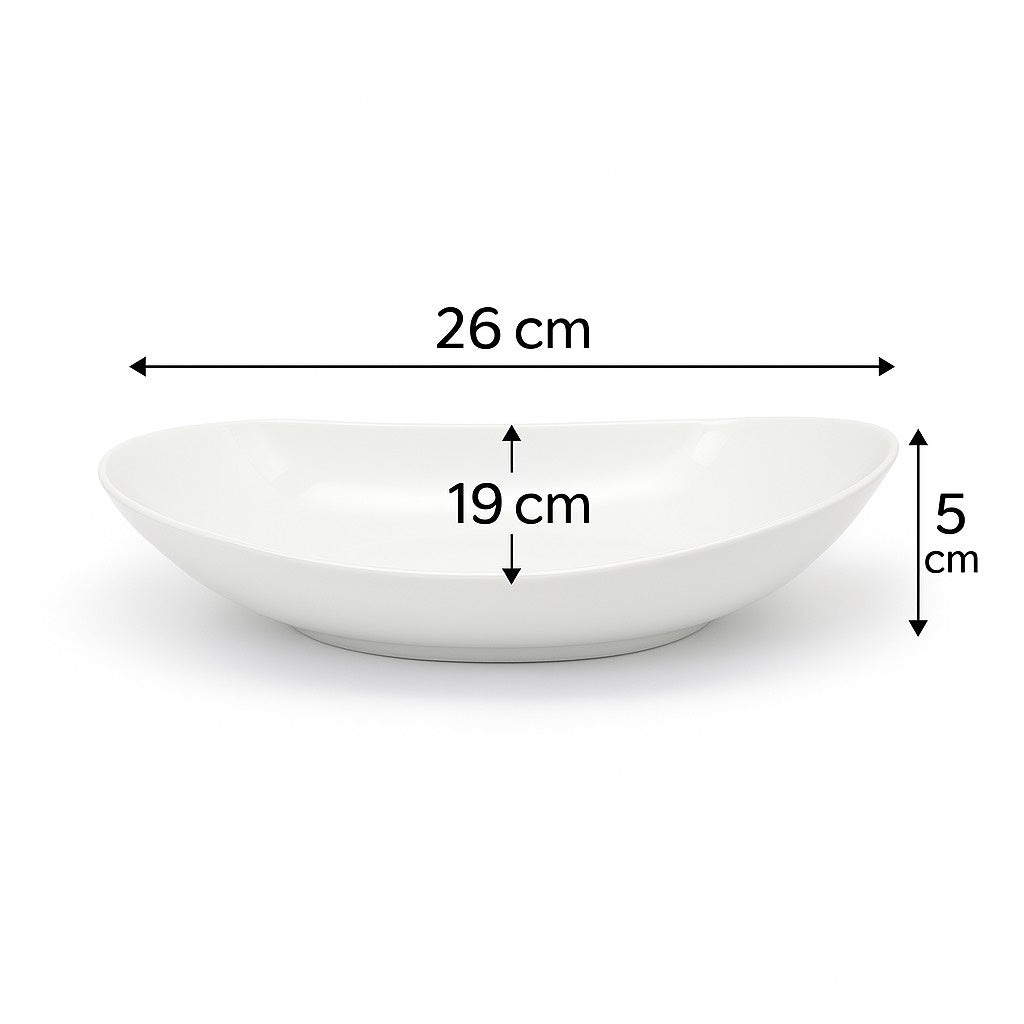 Set 4 Piatti a Gondola in Porcellana Bianca – 26×19x5 cm