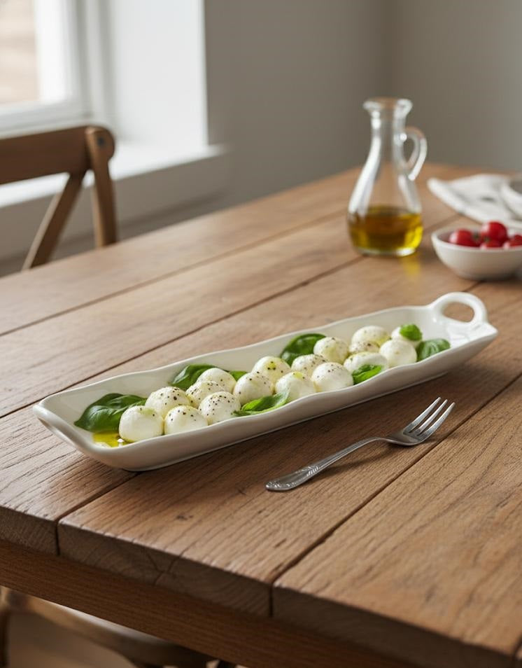 Piatto Porta Mazzarelle in Porcellana Bianca – 37 x 9 cm, H 6