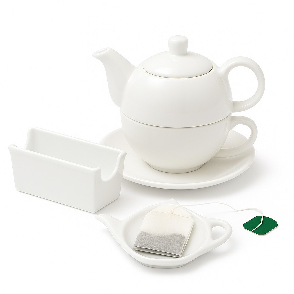 Set 4 Porta Bustine da Tè in Porcellana