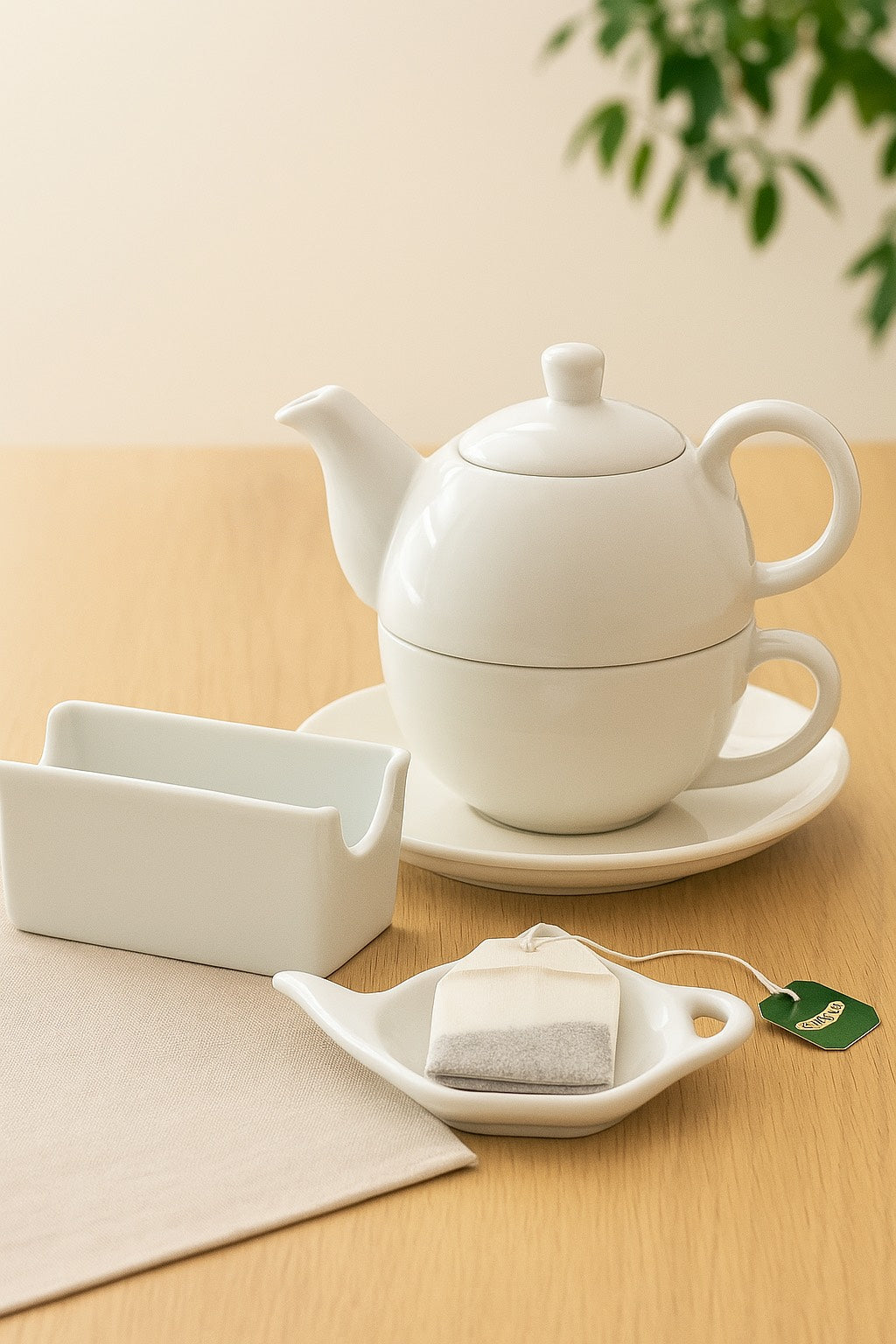 Set 4 Porta Bustine da Tè in Porcellana