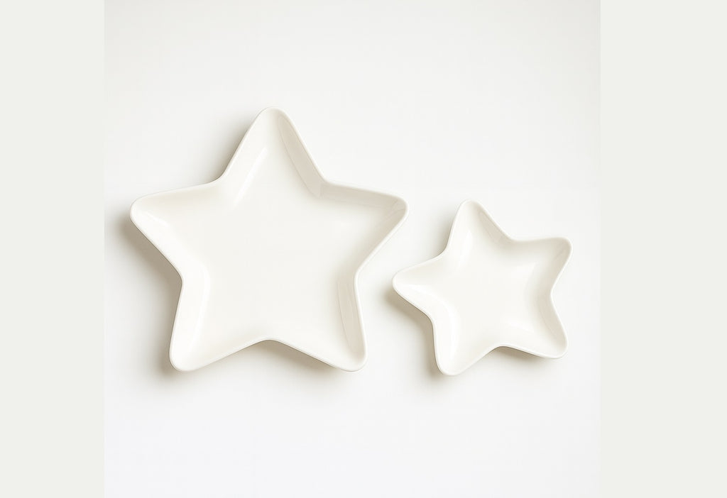 Set Piatti Natalizi a Forma di Stella – Porcellana 25×25x3,5 cm / 18×18x2 cm