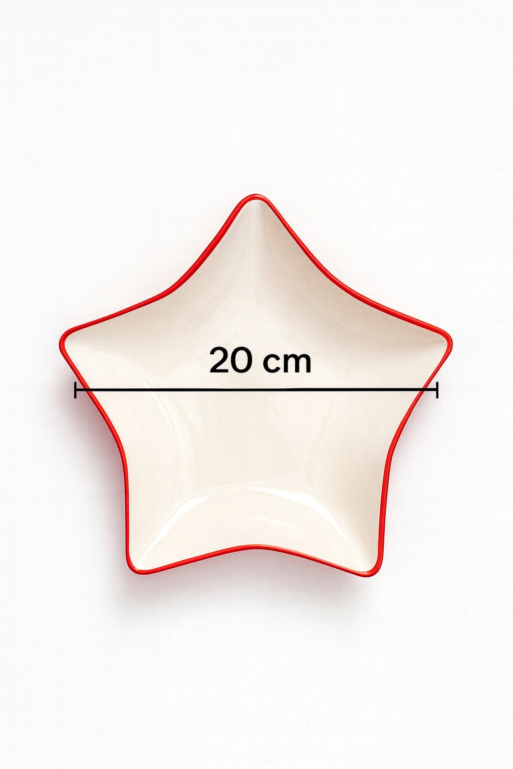 Set 4 Piatti a Forma di Stella con Bordino Rosso – 20 cm
