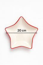 Set 4 Piatti a Forma di Stella con Bordino Rosso – 20 cm