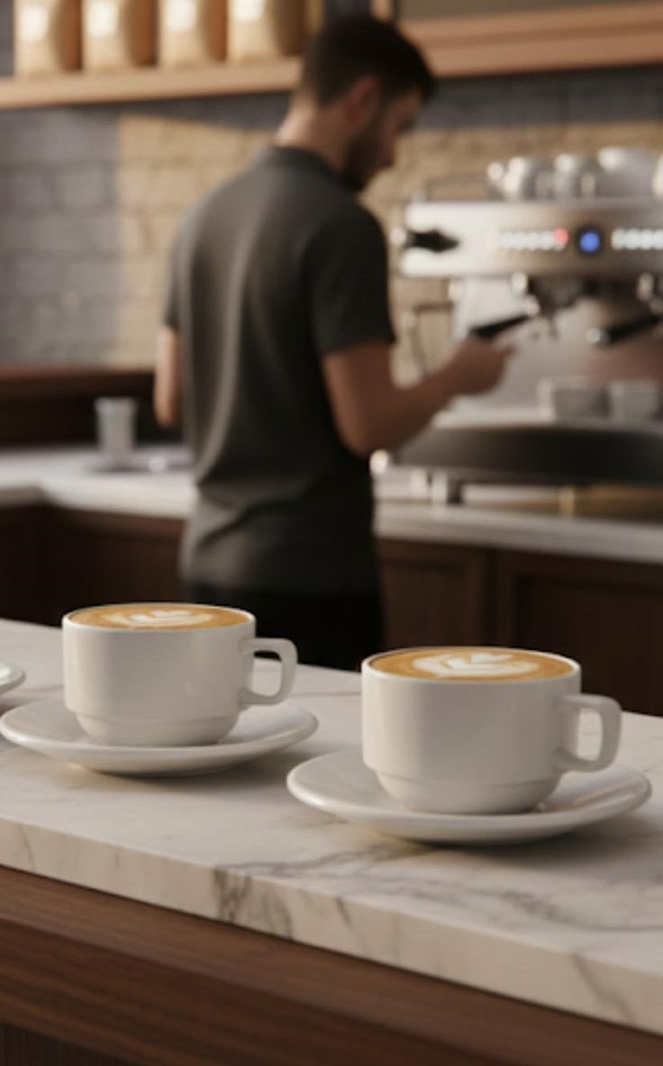 Set 4 tazze da tè/cappuccino impilabili in porcellana – 200 ml