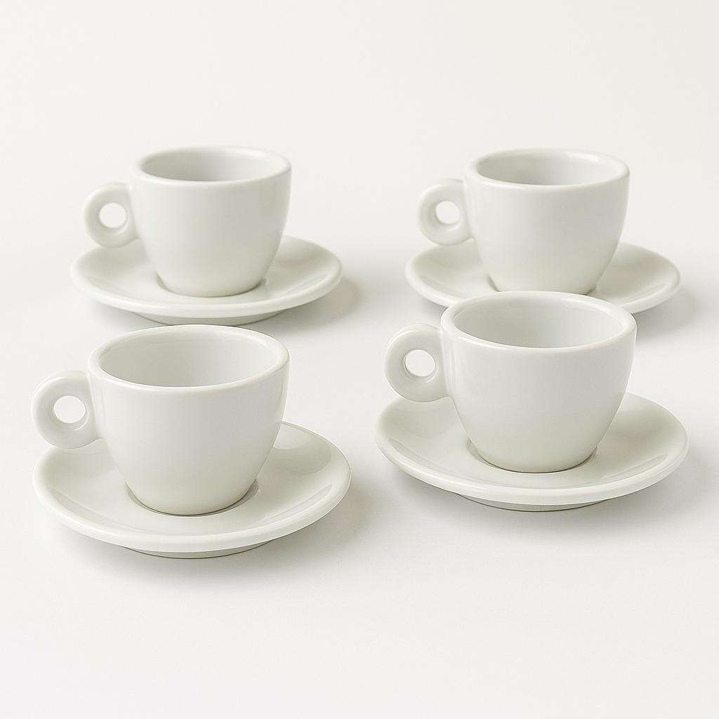 Set 4 Tazze da Tè con Piattino in Porcellana  ML 180