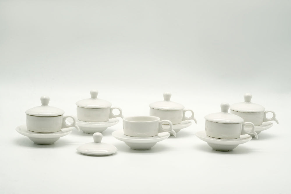 tazzine con coperchio e piattino